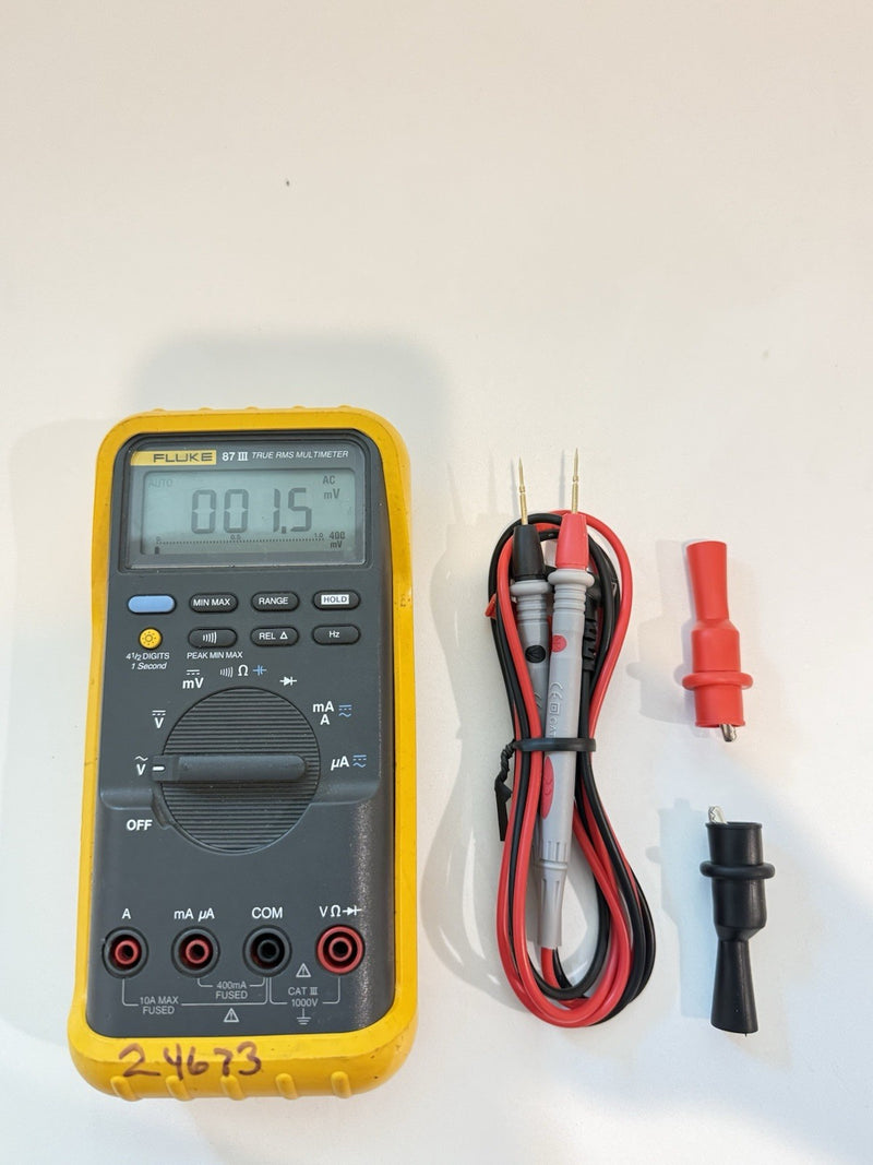 FLUKE 87 III TRUE RMS MULTIMETER WITH LEADS & CLIPS CALIBRATED 2027