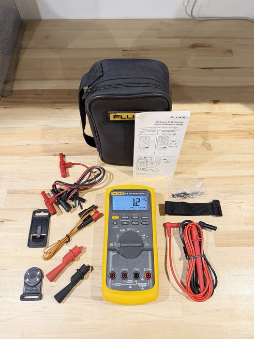FLUKE 87V TRUE RMS MULTIMETER KIT W/ LEADS (TESTED) SHIPS FAST