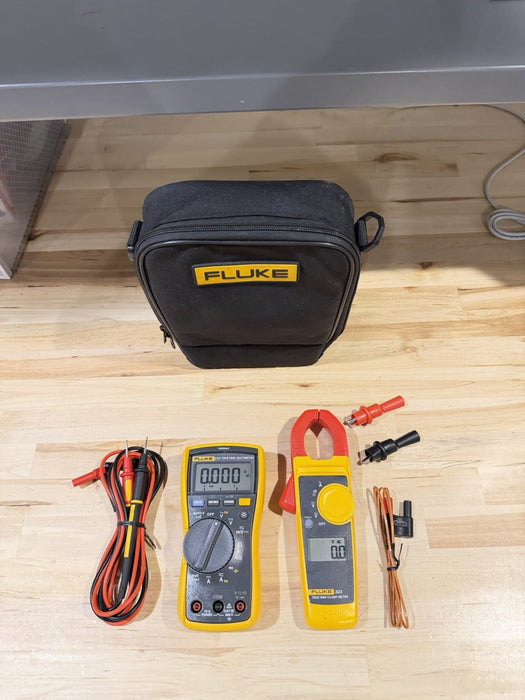FLUKE 117/323 HVAC MULTIMETER COMBO KIT W/ ACCESSORIES (TESTED) SHIPS FAST