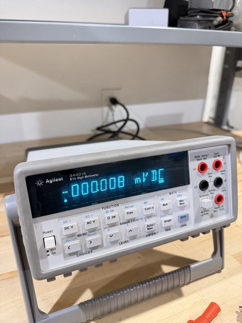 AGILENT 34401A 6 1/2 DIGITAL MULTIMETER W/ LEADS & CLIPS + CHARGER (TESTED)