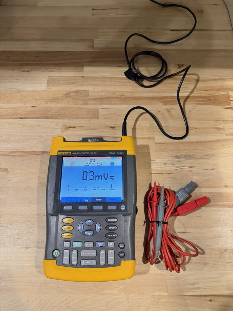 FLUKE 196C SCOPEMETER COLOR WITH LEADS 100MHZ 1GS/S TESTED