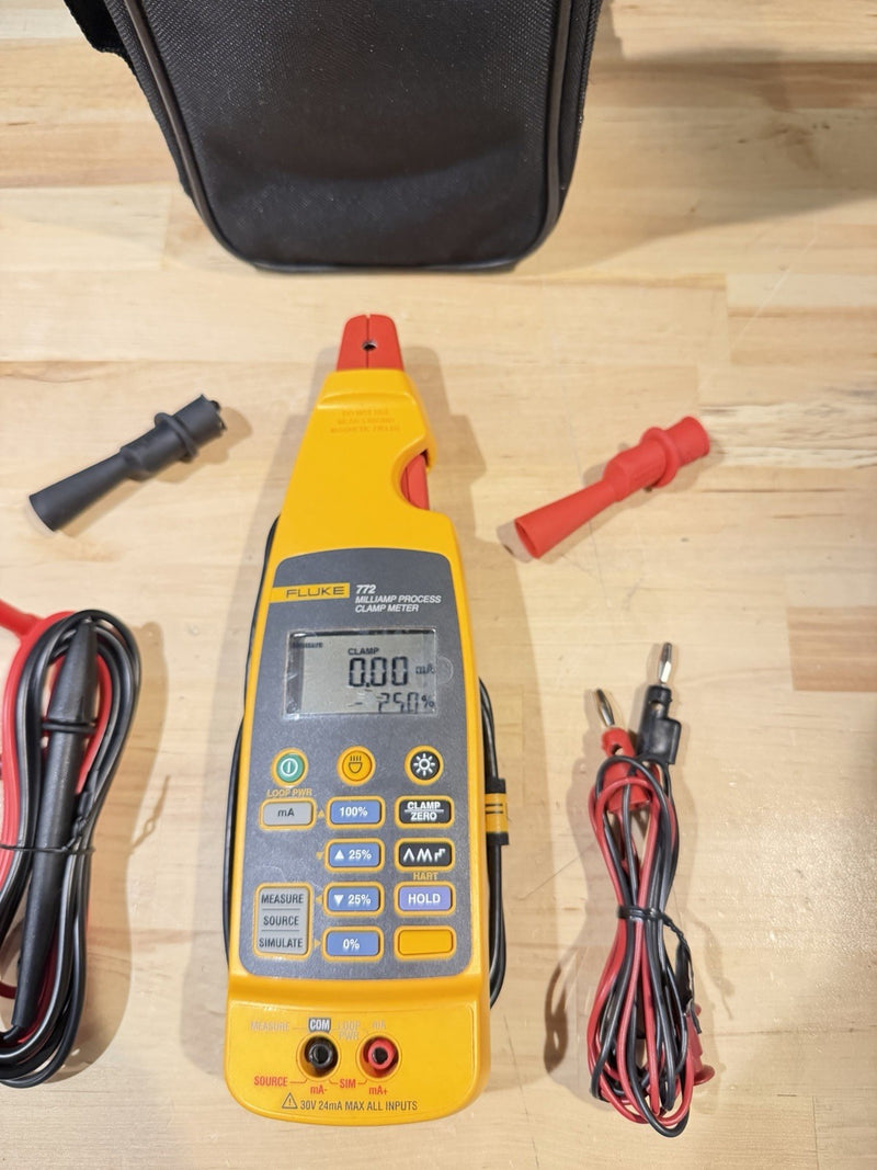 FLUKE 772 MILLIAMP PROCESS CLAMP WITH LEADS & CLIPS TESTED