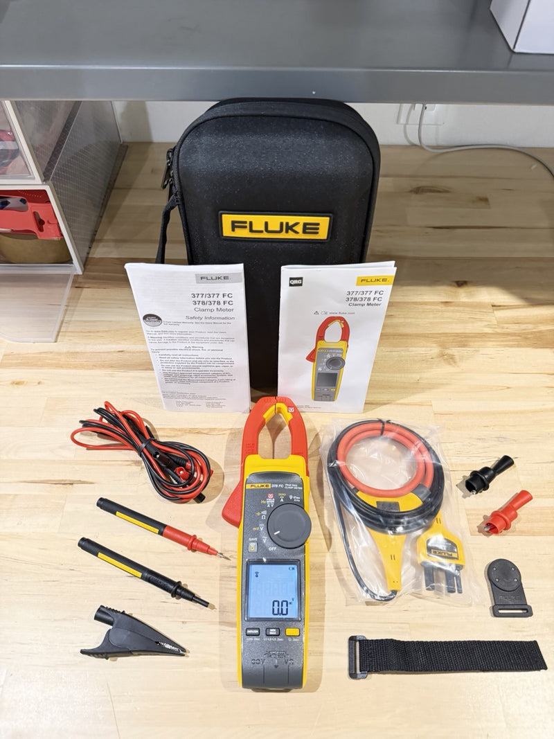 FLUKE 378 FC NON-CONTACR VOLTAGE CLAMP METER W/ LEADS & CASE - SHIPS FAST