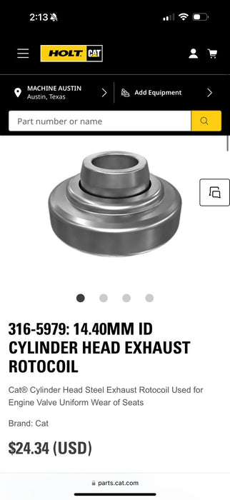 CAT 316-5979 14.40MM ID CYLINDER HEAD EXHAUST ROTOCOIL (GENUINE OEM)