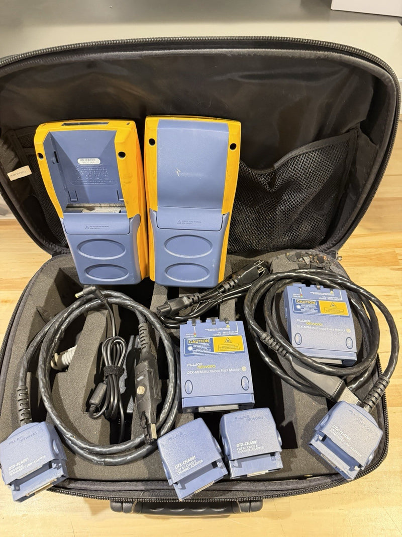 FLUKE DTX-1200 CABLE ANALYZER KIT W ACCESSORIES & MODULES (TESTED) SHIPS FREE