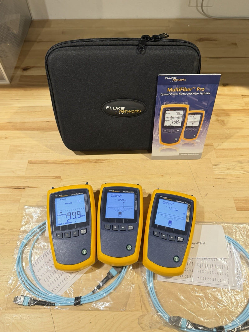 FLUKE NETWORKS MFTK MM-850/SM-1310 MULTIFIBER PRO MPO FIBER LOSS TEST KIT TESTED