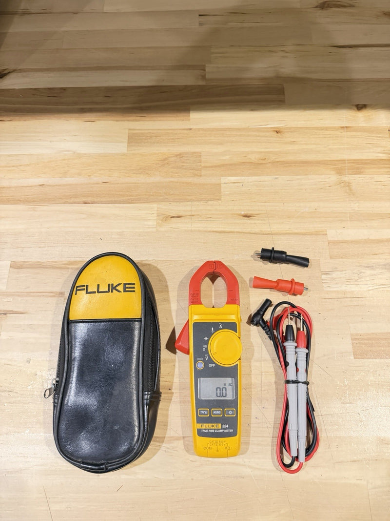 FLUKE 324 TRUE-RMS CLAMP METER W/ LEADS & CASE - SHIPS FAST