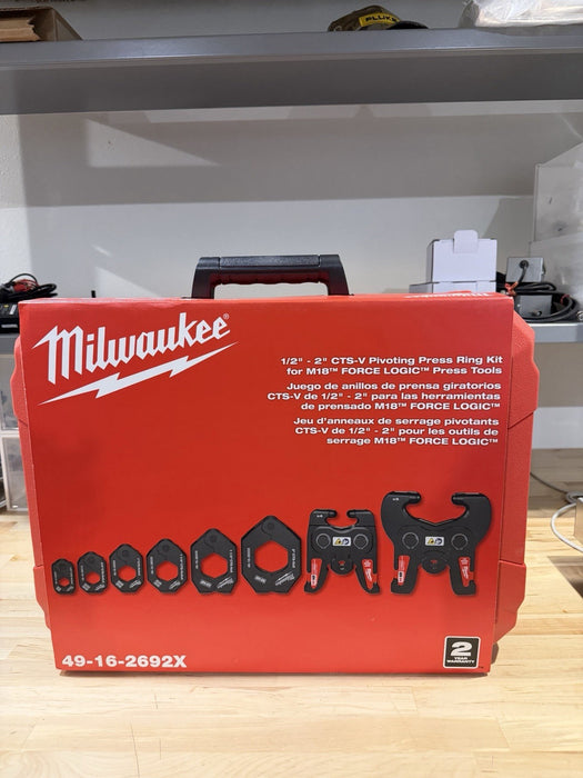 MILWAUKEE 49-16-2692X 1/2"-2" CTS-V PIVOTING PRESS RING KIT FOR FORCE LOGIC NEW