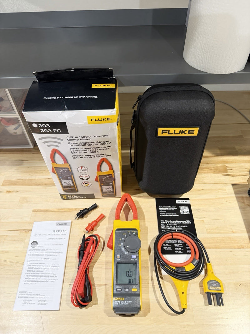 FLUKE 393 FC CAT III 1500V TRMS CLAMP METER WITH IFLEX PROBE & LEADS