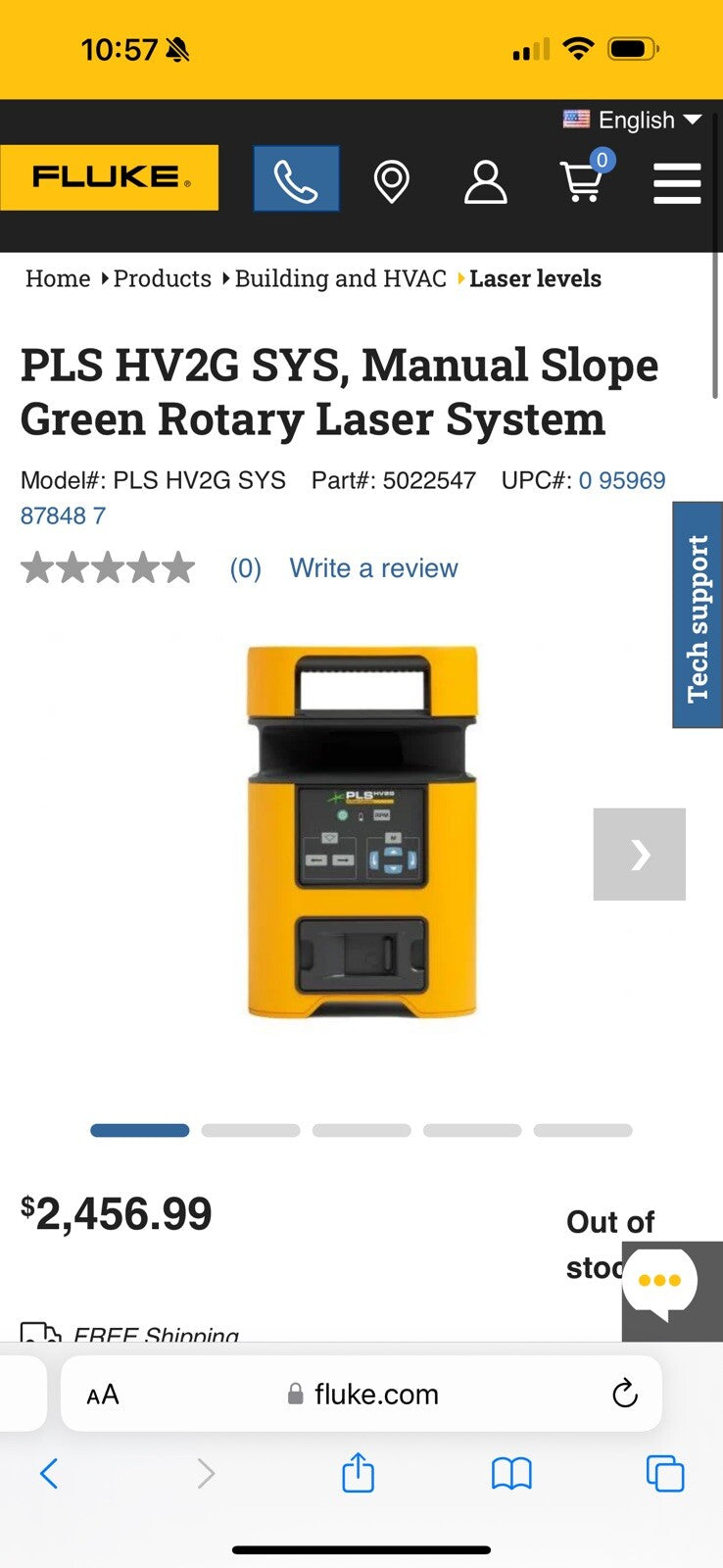 FLUKE PLS HV2G SYS GREEN ROTARY LASER SYSTER WITH DETECTOR