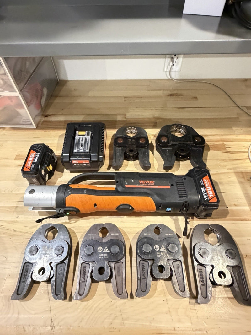 VEVOR PRESS TOOL 18V 32KN ELECTRIC PIPE CRIMPING TOOL 1/2" TO 2" COPPER