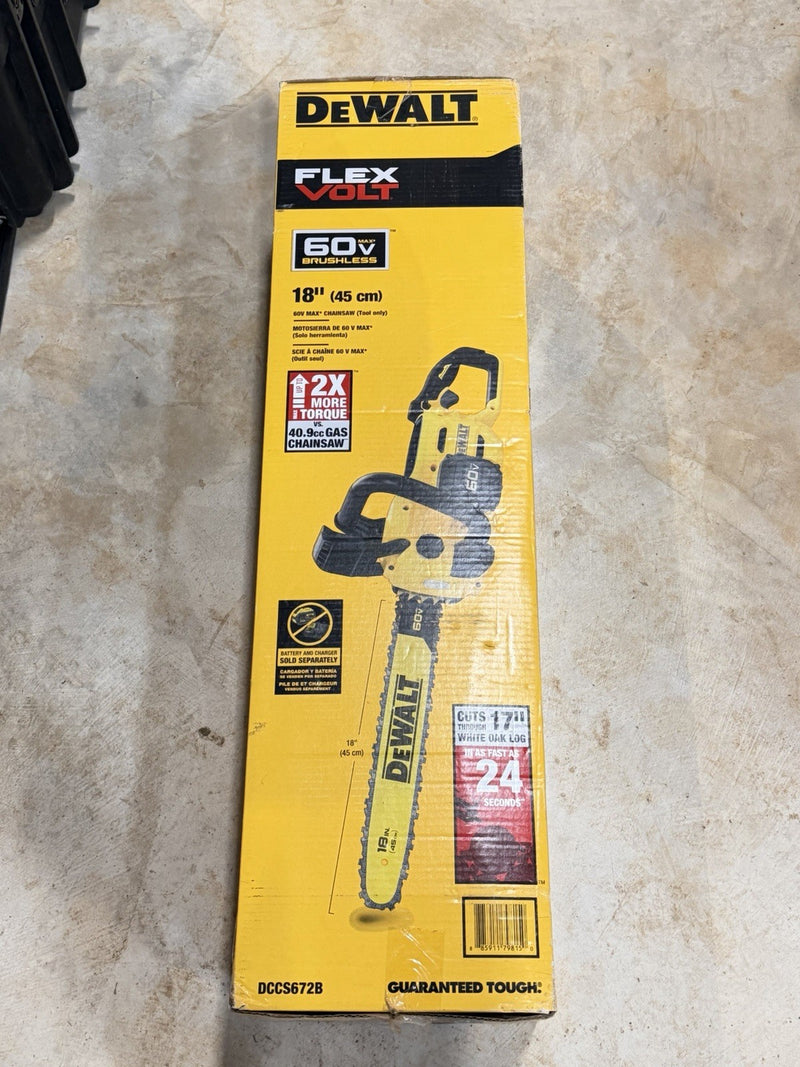 DEWALT DCCS672B FLEX VOLT 60V MAX 18 INCH 45 CM CHAINSAW TOOL ONLY (NEW SEALED)