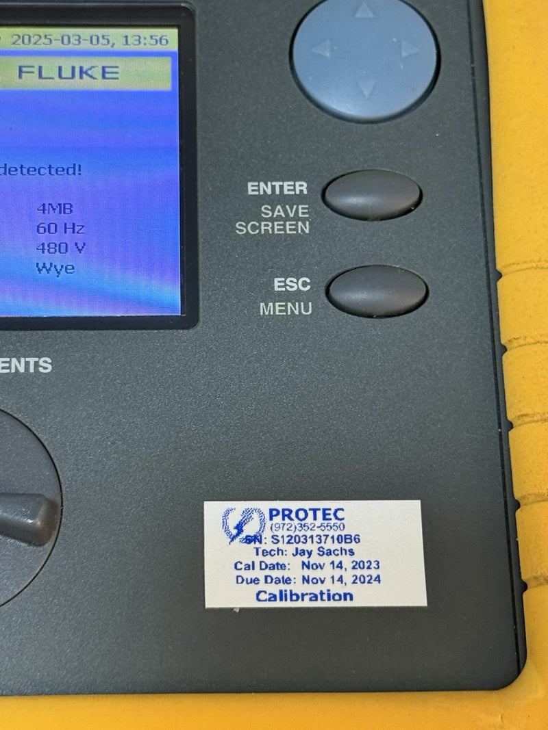 FLUKE 1735 THREE-PHASE POWER LOGGER WITH PROBES CASE CHARGER CALIBRATED 2024