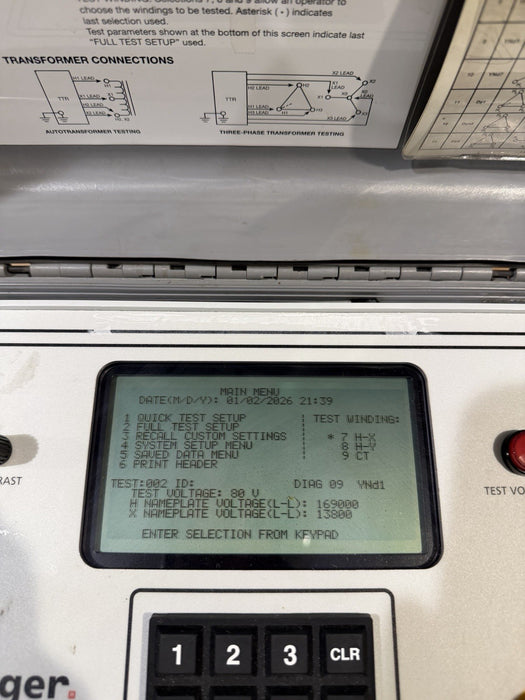 MEGGER THREE-PHASE TTR 550503 TRANSFORMER TURN-RATIO TESTER WITH LEADS TESTED