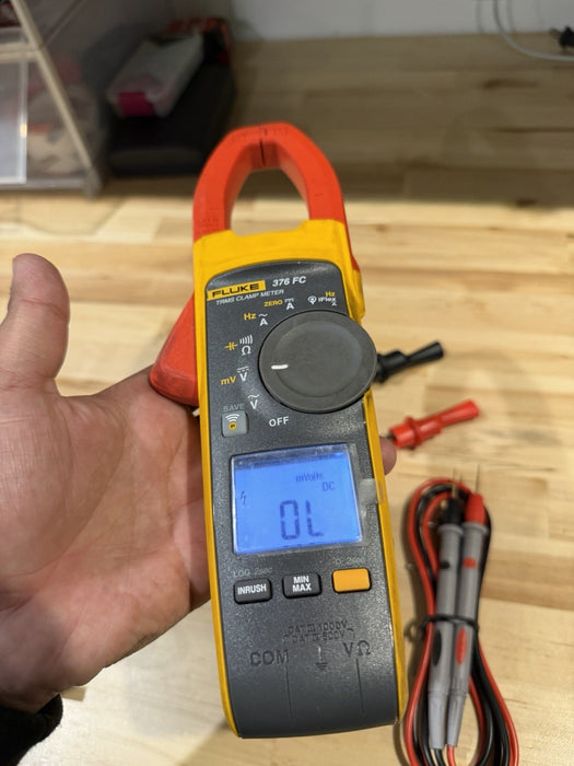 FLUKE 376FC WIRELESS TRUE RMS AC/DC CLAMP METER W/LEADS - SHIPS FAST
