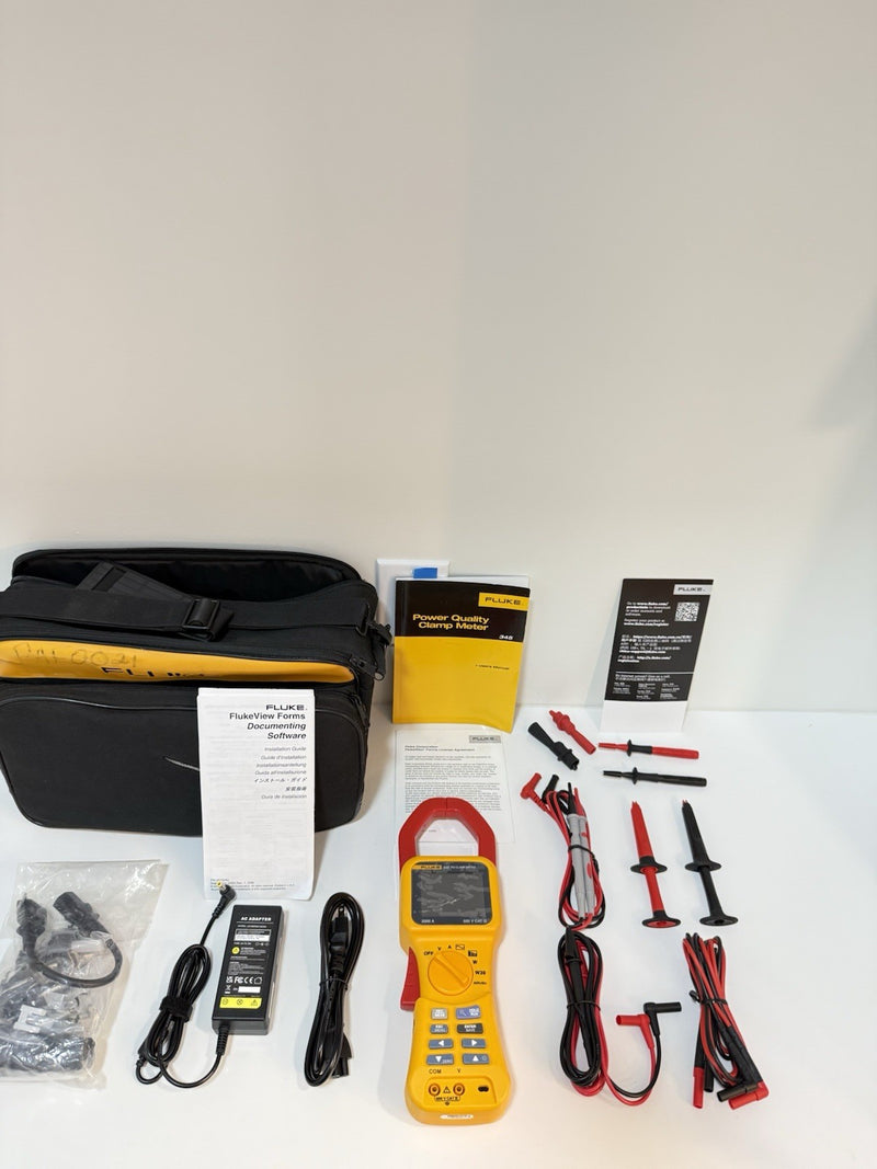 FLUKE 345 POWER QUALITY CLAMP METER W/LEADS & ACCESSORIES TESTED SHIPS FREE