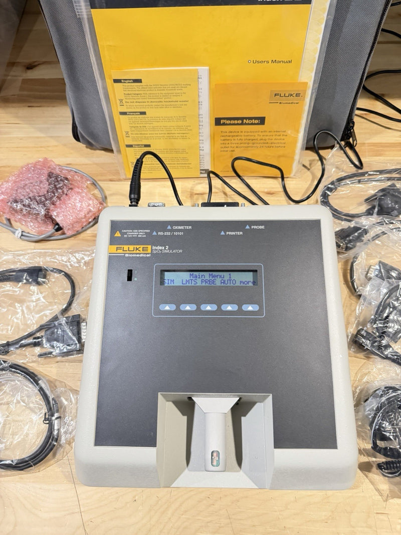 FLUKE INDEX 2 SPO2 SIMULATOR KIT W/ ACCESSORIES (TESTED) SHIPS FREE - NEW