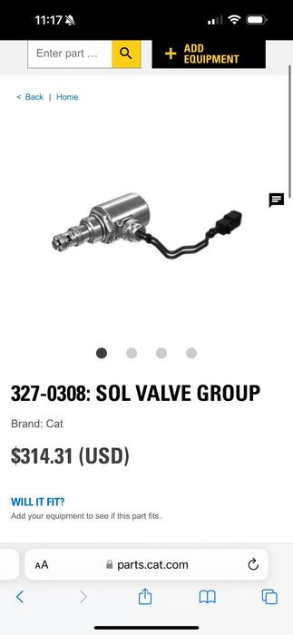 CAT 327-0308 VALVE GP NEW