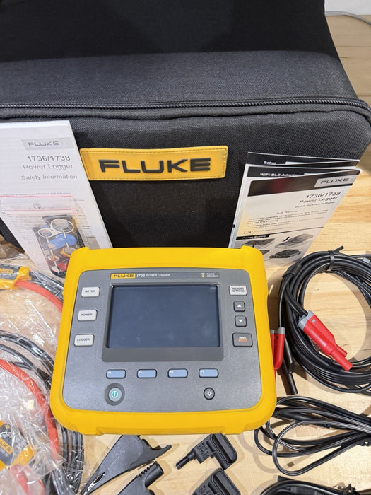 FLUKE 1738 POWER LOGGER KIT 3 PHASE W/ACCESSORIES (TESTED) FREE SHIPPING