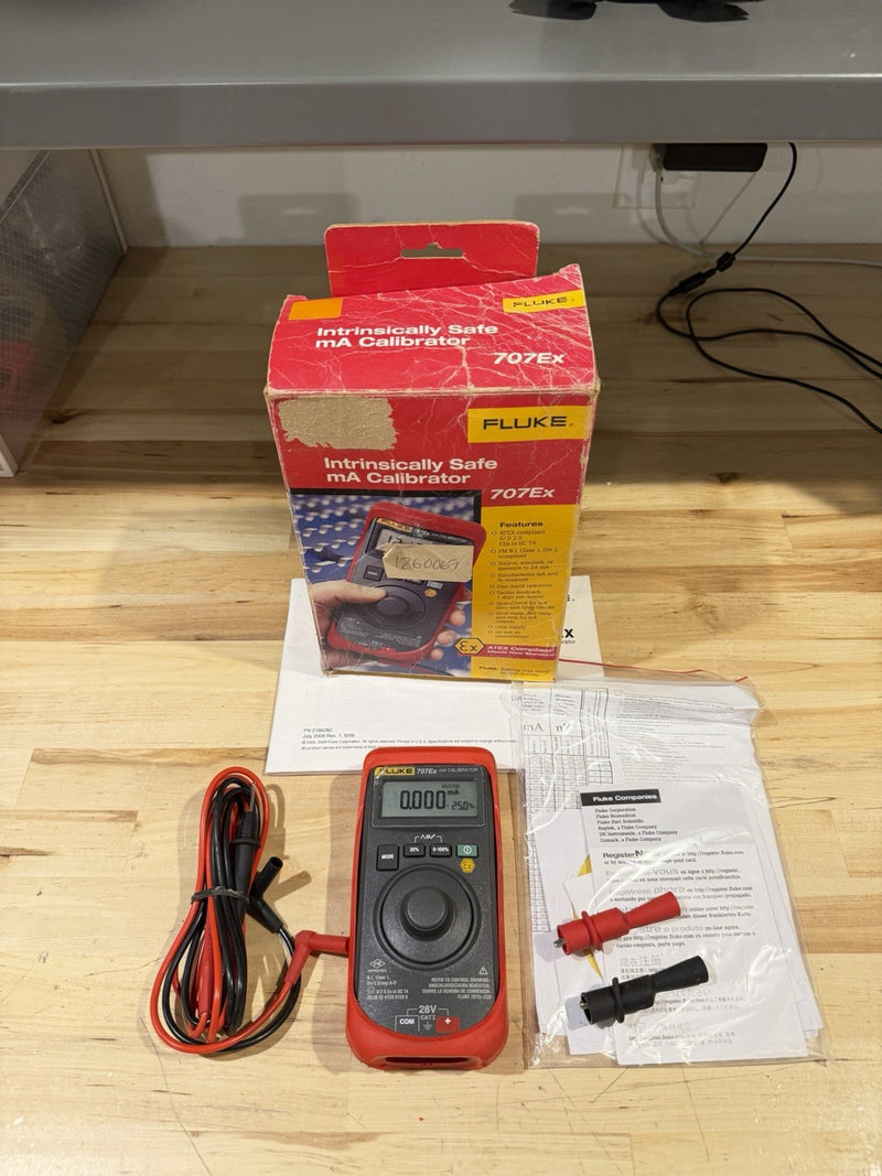 FLUKE 707EX MA CALIBRATOR W/ LEADS & MANUAL (TESTED) FREE SHIPPING