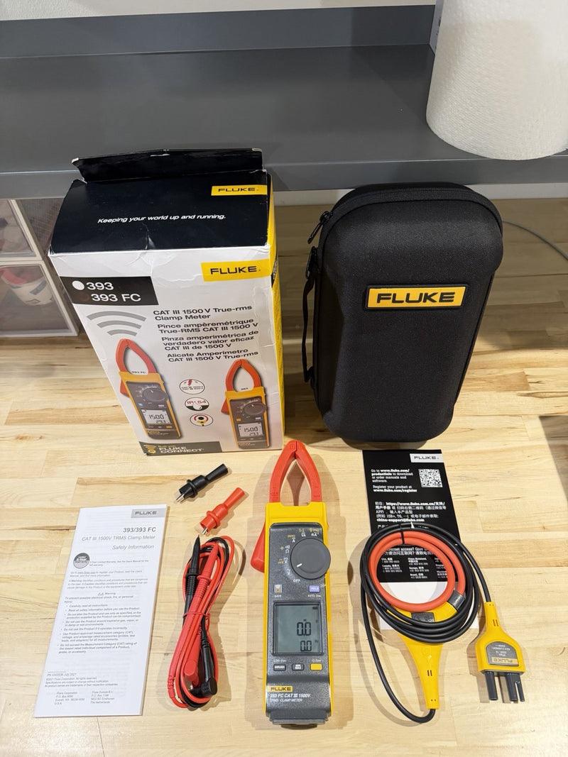 FLUKE 393 FC CAT III 1500V TRMS CLAMP METER WITH IFLEX PROBE & LEADS