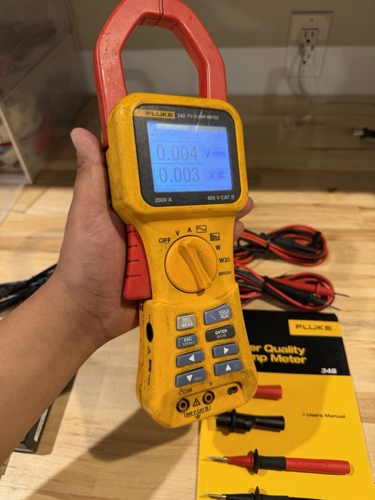 FLUKE 345 POWER QUALITY CLAMP METER W/LEADS & ACCESSORIES (TESTED) SHIPS FAST