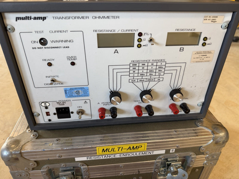 MULTI-AMP 830280 MEGGER TRANSFORMER OHMMETER 5A WINDING RESISTANCE TESTER