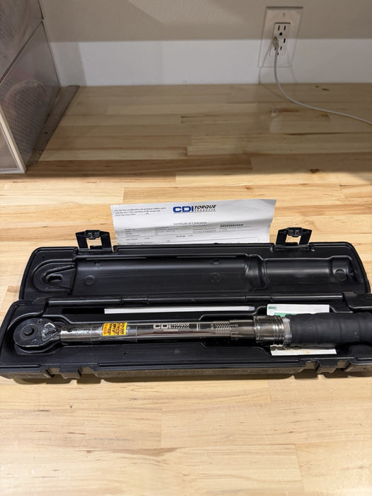CDI 3/8 Drive Micrometer Torque Wrench Model 7502MRRHSS 100-750 In/Lb W Case USA