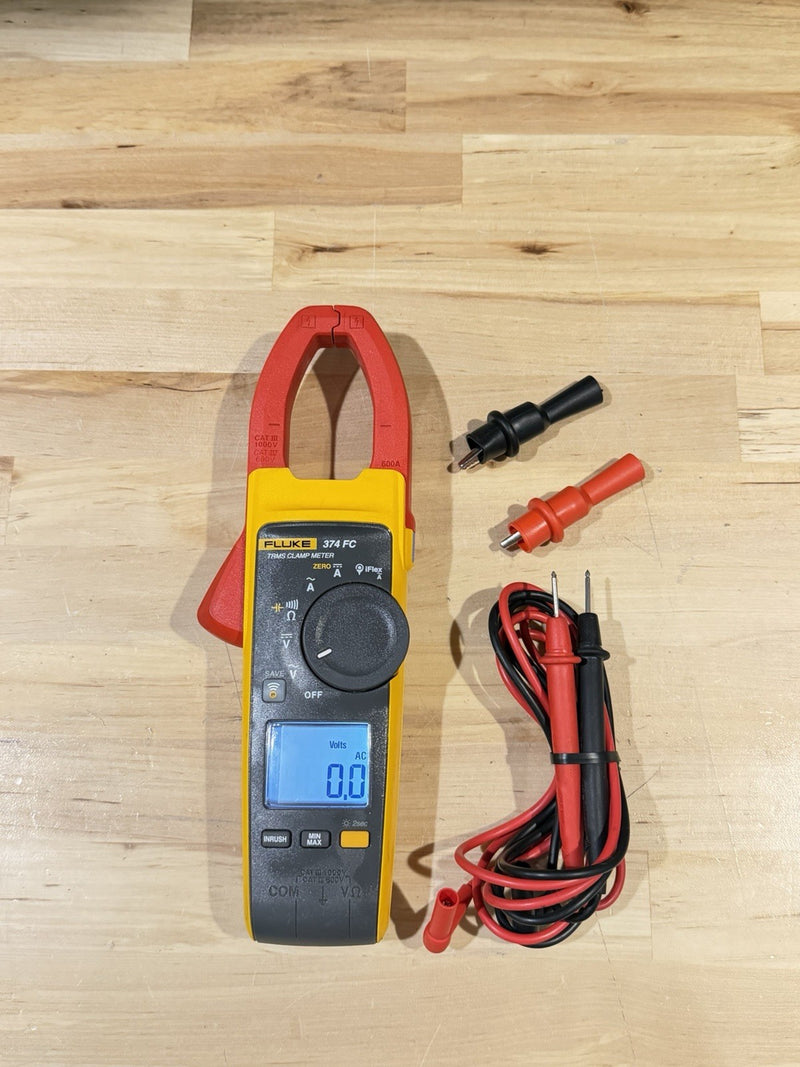 FLUKE 374 FC TRMS CLAMP METER WITH LEADS & CLIPS TESTED