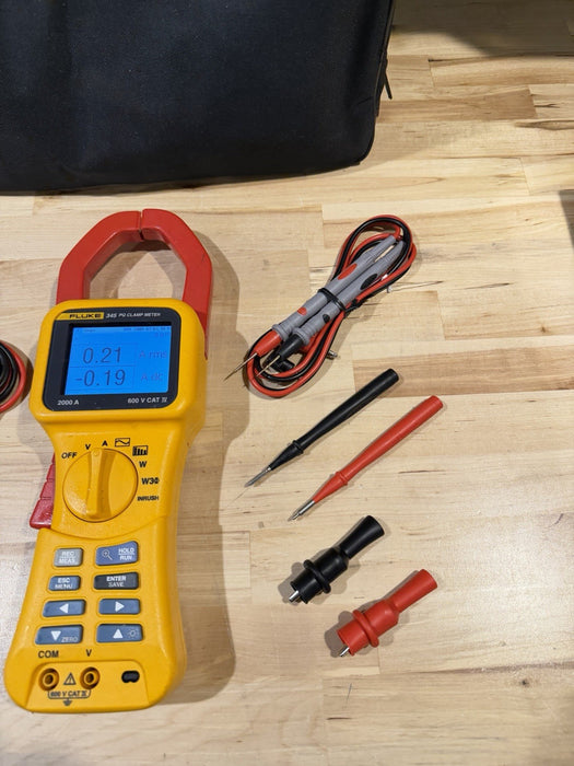 FLUKE 345 POWER QUALITY CLAMP METER W/LEADS & ACCESSORIES /FREE SHIPPING READ