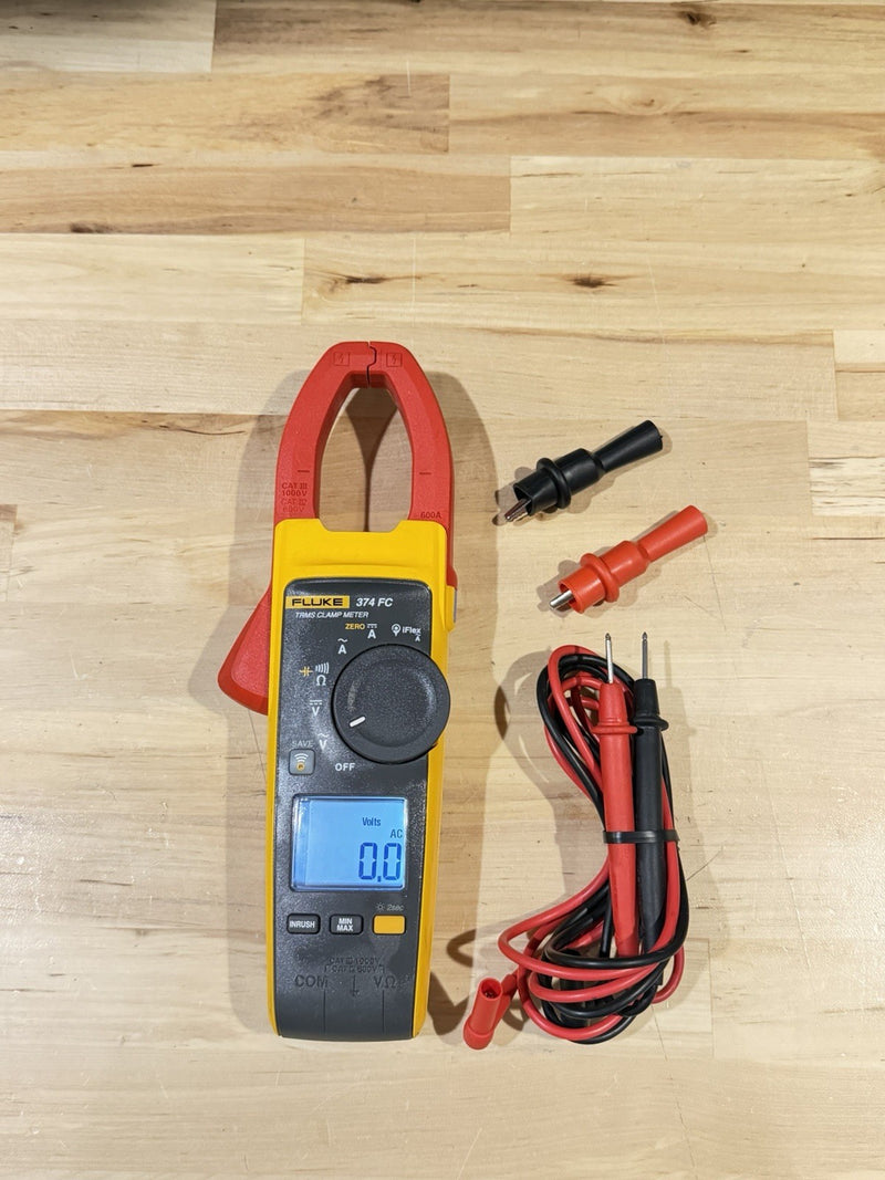 FLUKE 374 FC TRMS CLAMP METER WITH LEADS & CLIPS TESTED