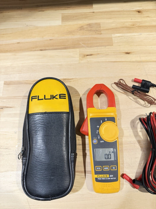FLUKE 324 TRUE-RMS CLAMP METER WITH LEADS & CASE