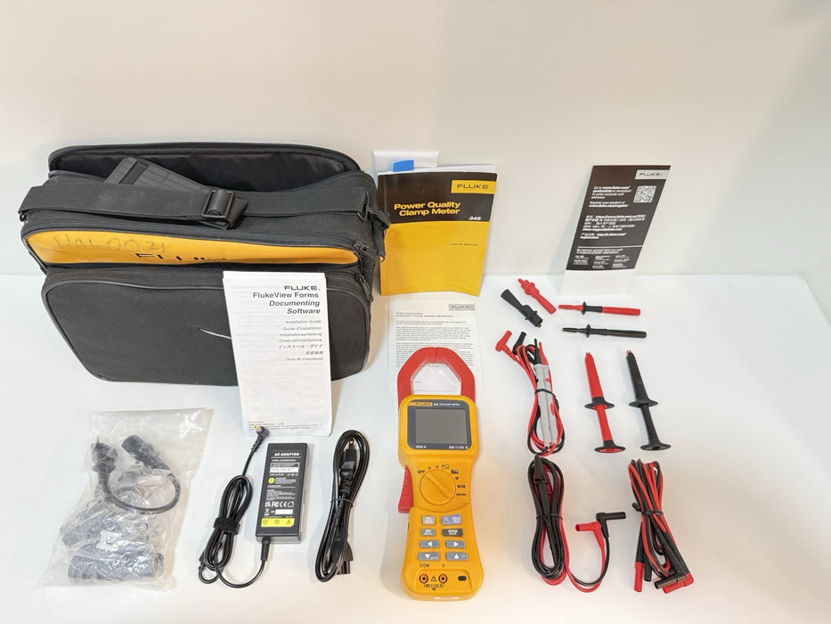 FLUKE 345 POWER QUALITY CLAMP METER WITH LEADS & ACCESSORIES TESTED