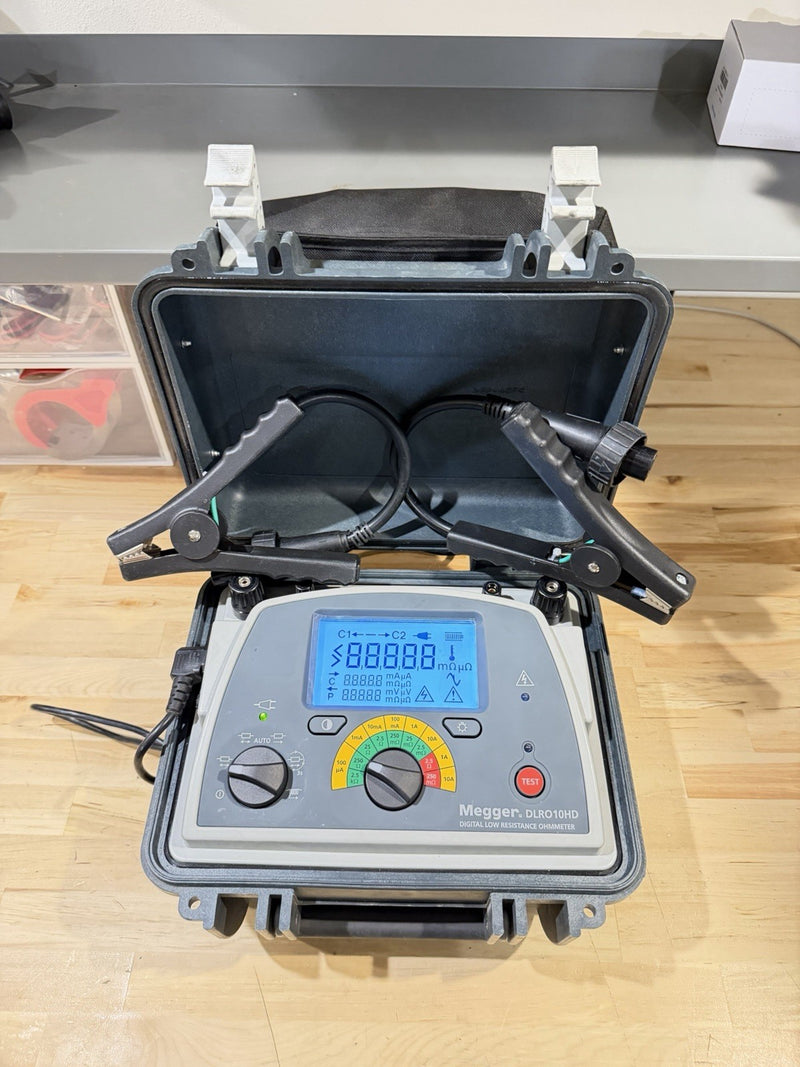 MEGGER DLRO10HD DIGITAL LOW RESISTANCE OHMETER WITH PROBES & CHARGER TESTED