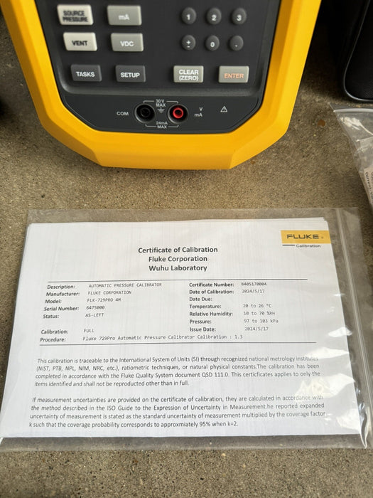 FLUKE 729PRO 4M AUTOMATIC PRESSURE CALIBRATOR MFG-2024 CALIBRATED 2024 NEW SEALED