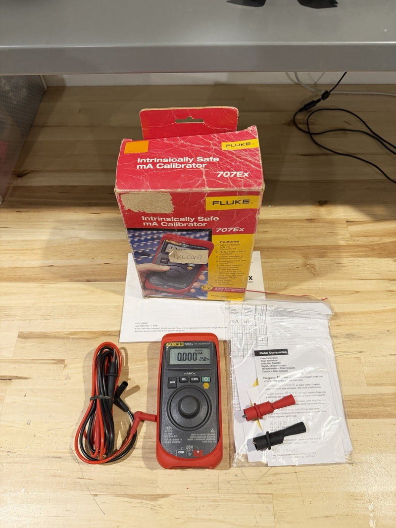 FLUKE 707EX MA CALIBRATOR W/ LEADS & MANUAL (TESTED) FREE SHIPPING