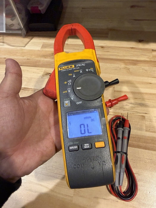 FLUKE 376FC WIRELESS TRUE RMS AC/DC CLAMP METER W/LEADS - SHIPS FAST