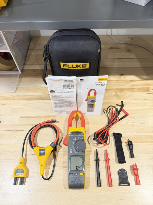 FLUKE 378 FC NON-CONTACR VOLTAGE CLAMP METER W/ LEADS & CASE - SHIPS FAST