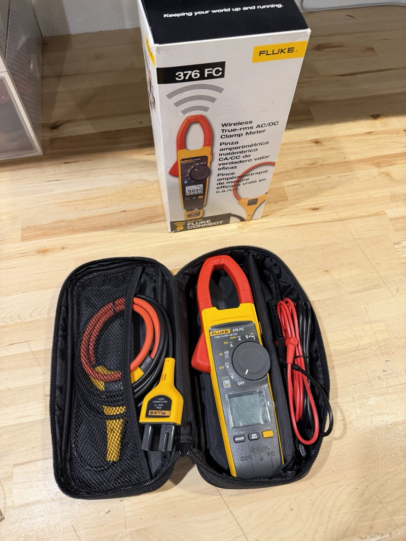FLUKE 376FC WIRELESS TRUE RMS AC/DC CLAMP METER W/LEADS - SHIPS FAST NEW