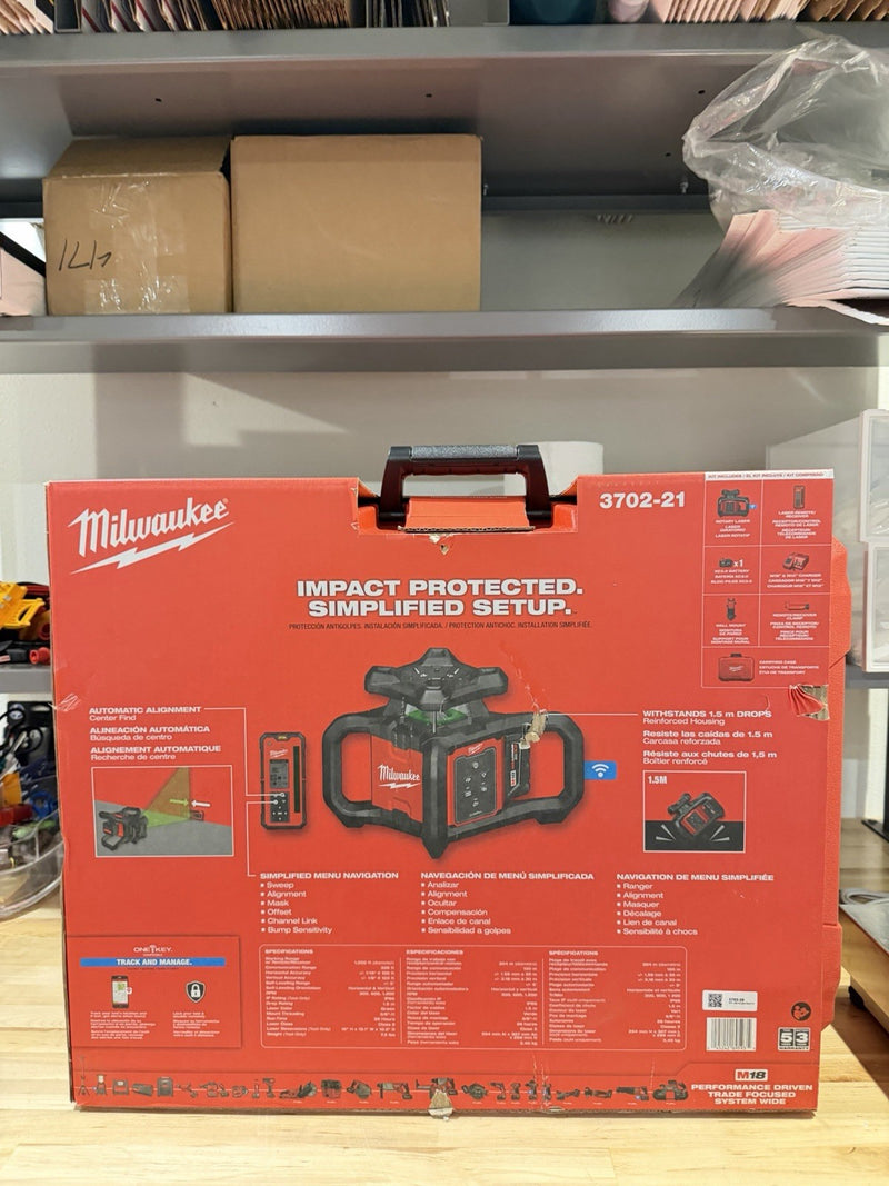 MILWAUKEE 3702-21 M18 GREEN INTERIOR ROTARY LASER LEVEL KIT