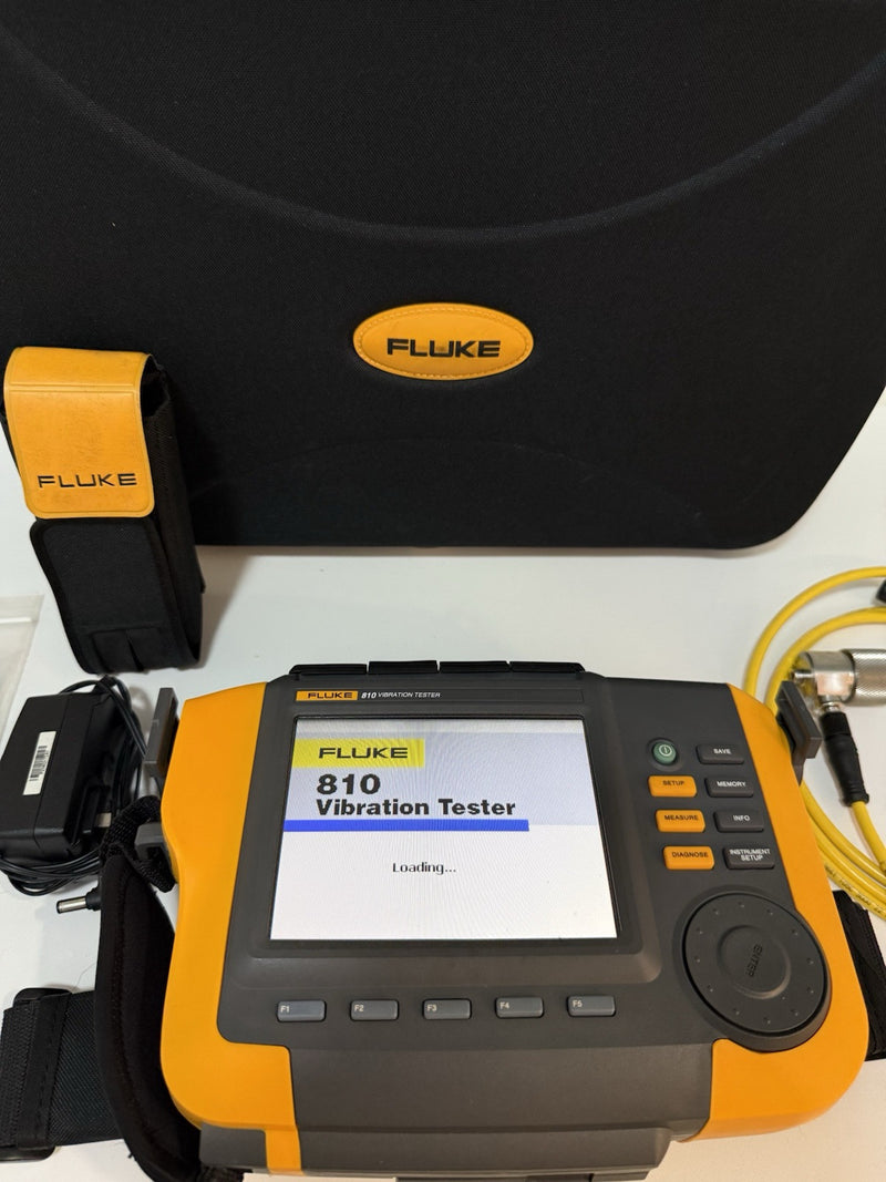 FLUKE 810 VIBRATION TESTER WITH TACHOMETER & TRIAXIAL ACCELEROMETER & CASE TESTED