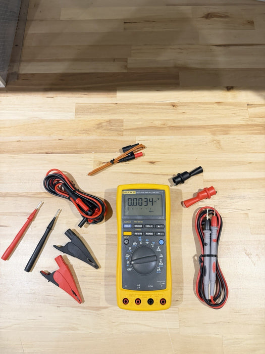 FLUKE 187 TRUE RMS MULTIMETER KIT W/ LEADS & CLIPS (TESTED) SHIPS FAST