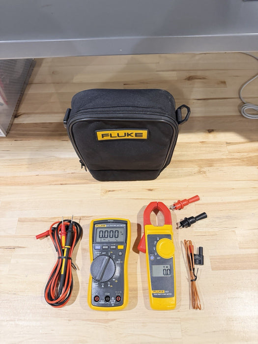 FLUKE 117/323 HVAC MULTIMETER COMBO KIT W/ ACCESSORIES (TESTED) SHIPS FAST