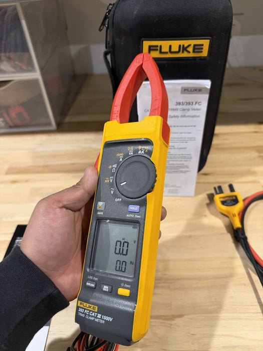 FLUKE 393 FC CAT III 1500V TRMS CLAMP METER WITH IFLEX PROBE & LEADS TESTED