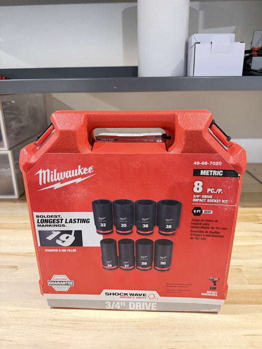 MILWAUKEE 49-66-7020 8PC IMPACT DUTY 3/4" DRIVE POINT SOCKET SET (NEW SEALED)