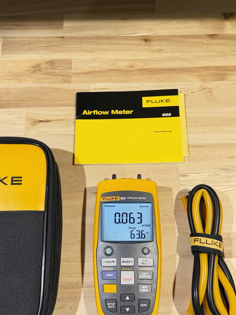 FLUKE 922 AIRFLOW METER WITH ACCESSORIES