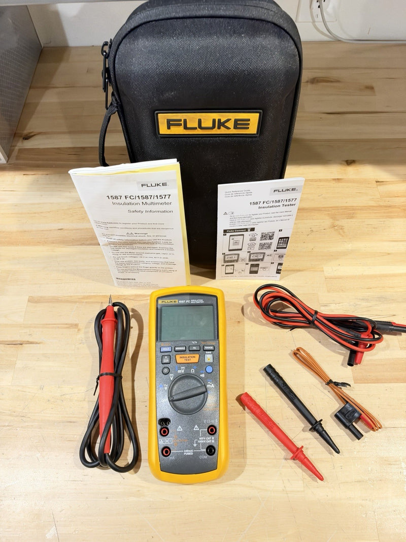 FLUKE 1587 FC 2 IN 1 HANDHELD DIGITAL INSULATION MULTIMETER W/ ACCESSORIES