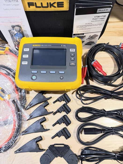 FLUKE 1738 POWER LOGGER KIT 3 PHASE W/ACCESSORIES (TESTED) FREE SHIPPING