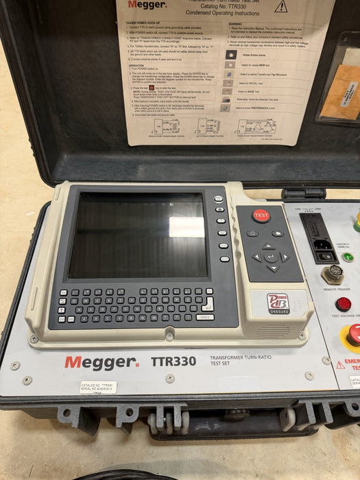 MEGGER TTR330 TRANSFORMER TURN-RATIO TEST SET W/ CABLES & BAG  (TESTED)