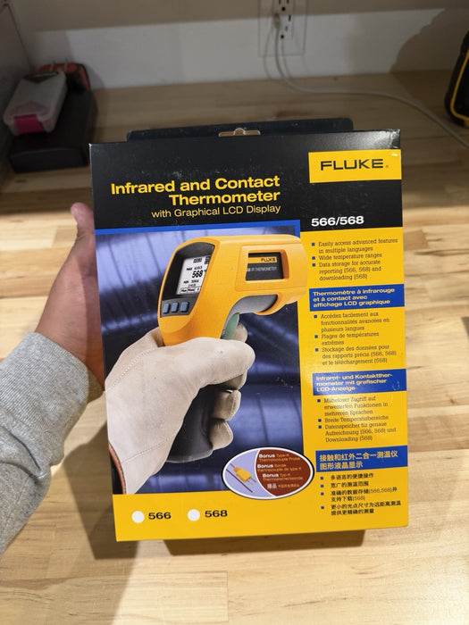 FLUKE 568 INFRARED & CONTACT THERMOMETER WITH GRAPHICAL LCD DISPLAY NEW